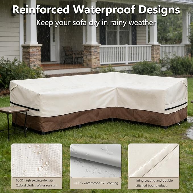 okcool Outdoor Sectional Sofa Cover Waterproof-L-Shaped Patio Furniture Covers - Image 5