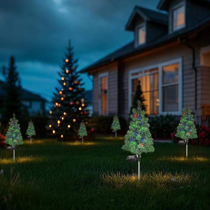 Solar Christmas Tree Garden Stake Lights Outdoor Waterproof Pathway Lights Xmas - Image 7