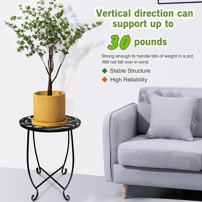 2 Pack 15 Inch Tall Plant Stands Outdoor Indoor, Metal Side Tables - Image 6