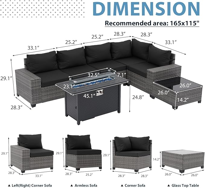 JOIVI 7 Pieces Outdoor Patio Furniture Set - Image 2