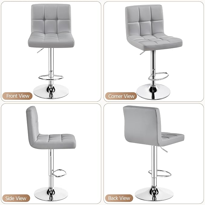 Yaheetech Bar Stools Set of 4, PU Leather Adjustable Barstools, Modern Counter - Image 5