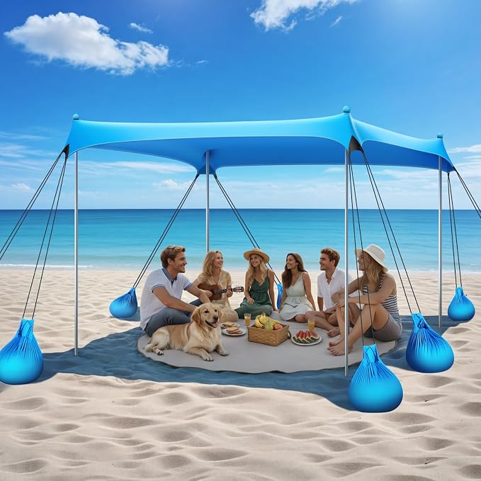 Beach Tent Sun Shelter, 10 x 10 FT Beach Canopy Tent Sun Shade, UPF50+ Tents by Raynesys