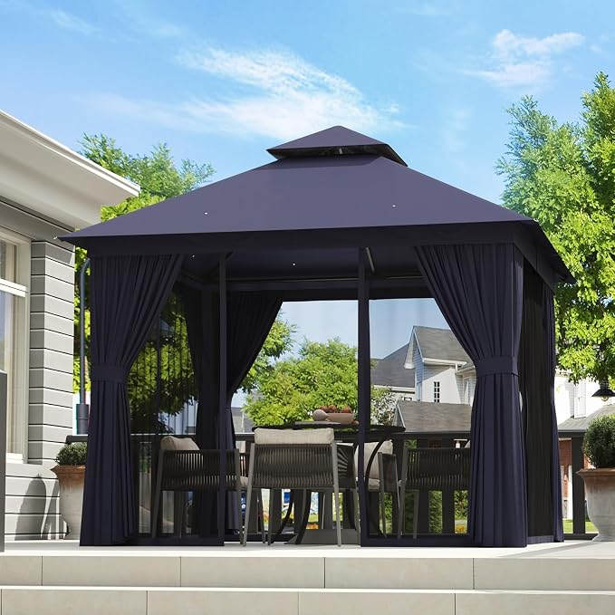 Aoxun Outdoor Gazebo for Patio 8x8 Metal Frame Canopy - Image 2