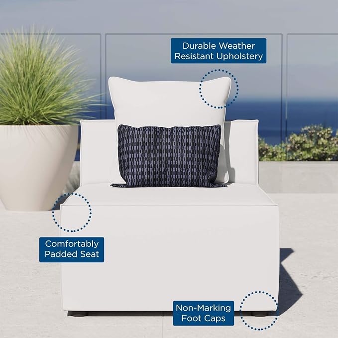 Modway EEI-4209-WHI Saybrook Patio Armless Chair in White 29.5 x 34.5 x 25.5 - Image 7