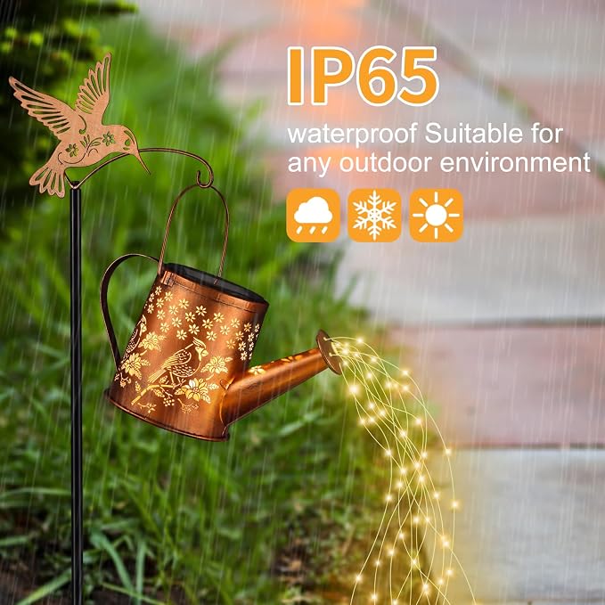 Outdoor Hanging Solar Lantern Waterproof Set Outside Metal Openwork Cardinal - Image 3