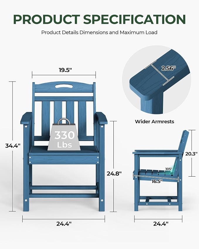 Set of 2 Weatherproof Patio Chairs - Image 3