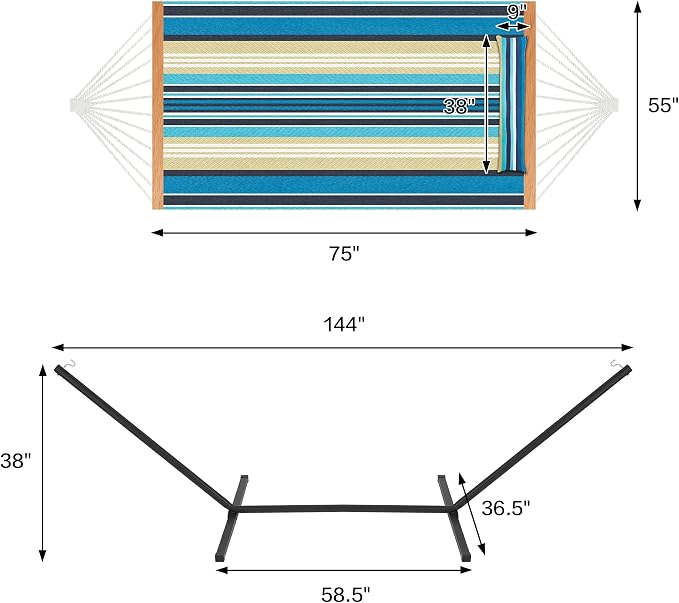 Two Person Hammock with Stand for Outside Heavy Duty, Outdoor Patio Hammock - Image 4