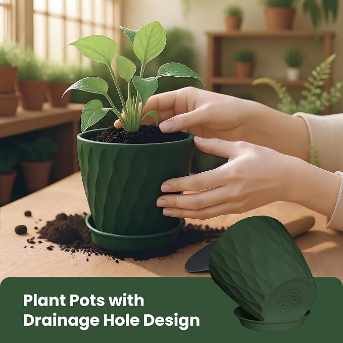 7/6.5/6/5.5/5/4.5/4 inch Plastic Plant Pots, 7 Pack Flower Planter - Image 3