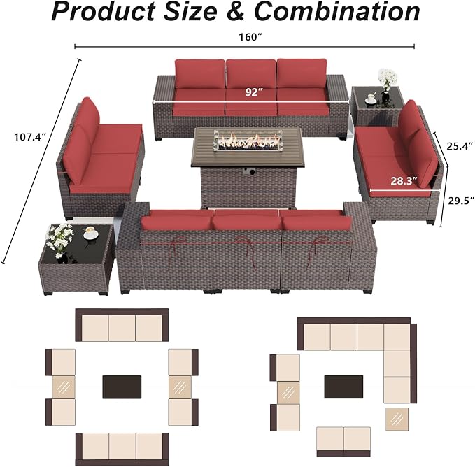 ALAULM 13 Pieces Outdoor Patio Furniture Set - Image 6