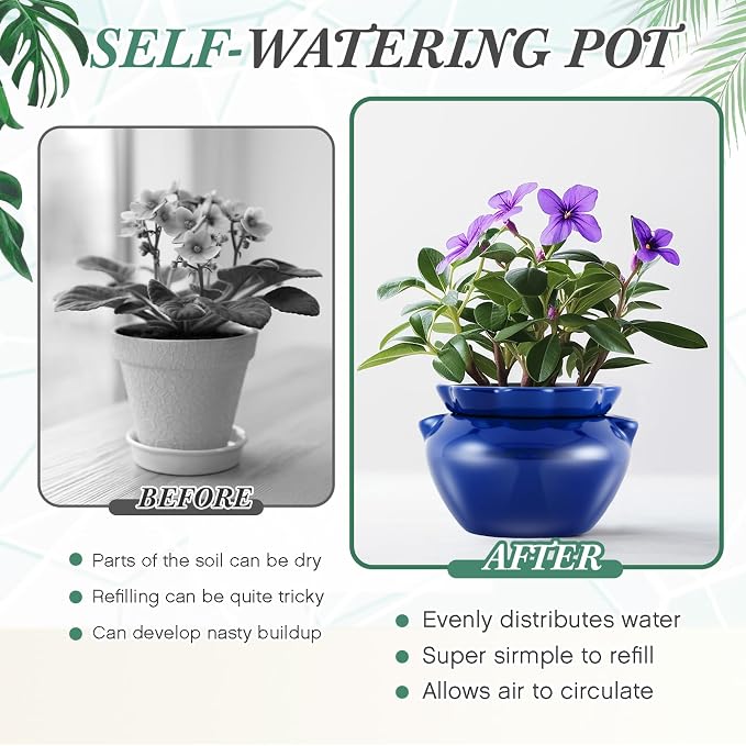 4 Sets African Violet Pots 4 Inch Self Watering Pot - Image 5