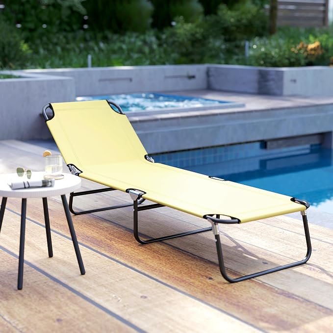 Outsunny Folding Chaise Lounge Pool Chairs, Outdoor Sun Tanning Chairs - Image 9