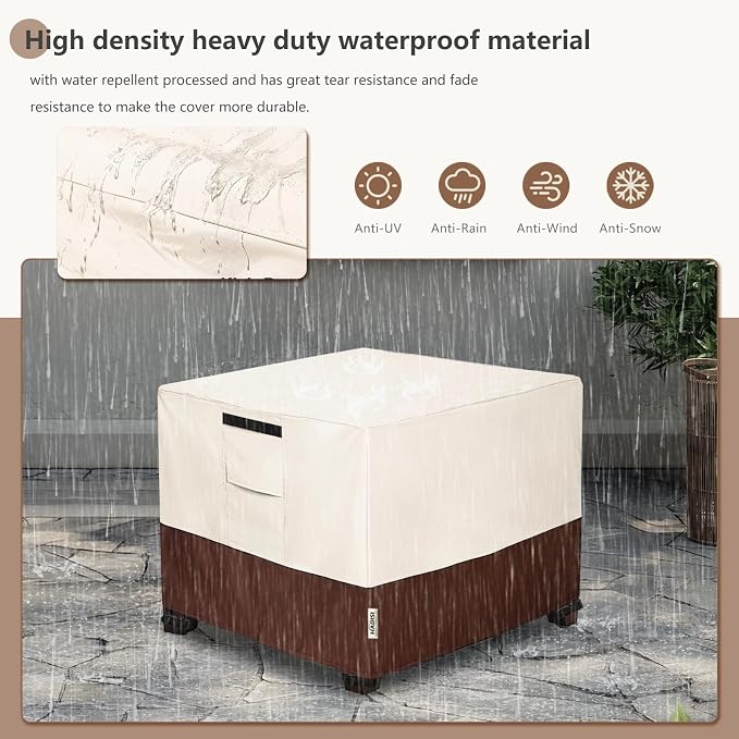 Patio Ottoman Cover Waterproof Square Outdoor Small Side Table Covers, Outdoor - Image 6