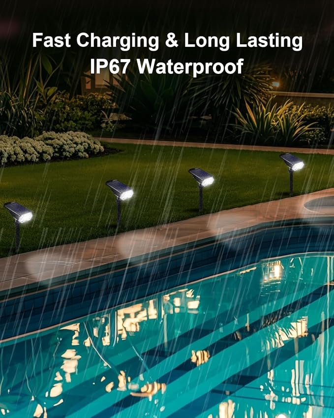 1 Pack Solar Powered Outdoor Spot Lights Outside Waterproof 20 LEDs Landscape - Image 6