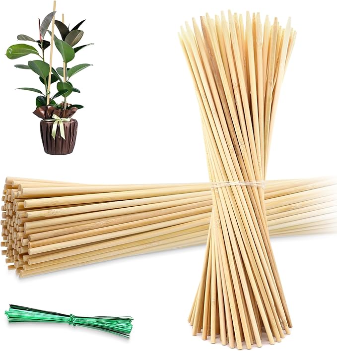 50PCS Bamboo Plant Stakes, 18Inch Natural Bamboo Sticks Garden Stake, by HAINANSTRY