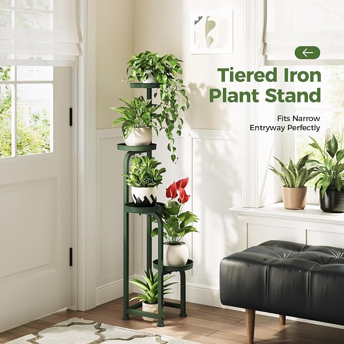 Bamworld Corner Plant Stand Indoor Outdoor, Tall Metal Flower Pot Stands - Image 3