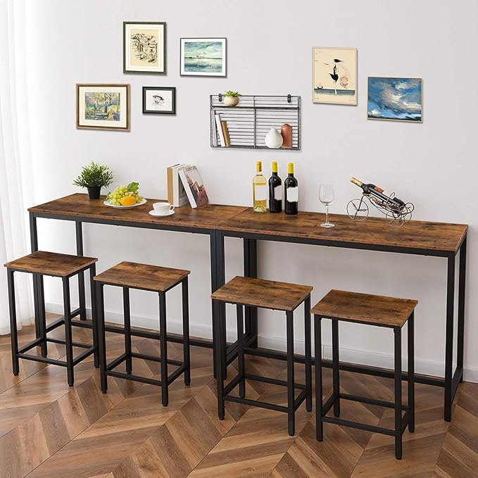 HOOBRO Bar Table and Chairs Set, 47.2” Rectangular Pub Table - Image 3