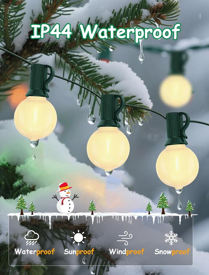 25Ft Outdoor Christmas Lights, Dimmable G40 LED Patio String Lights - Image 3