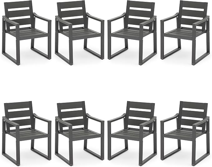 HDPS Outdoor Dining Chairs Set of 8, 350 LBS, Patio Dining Chairs by COZYMAN