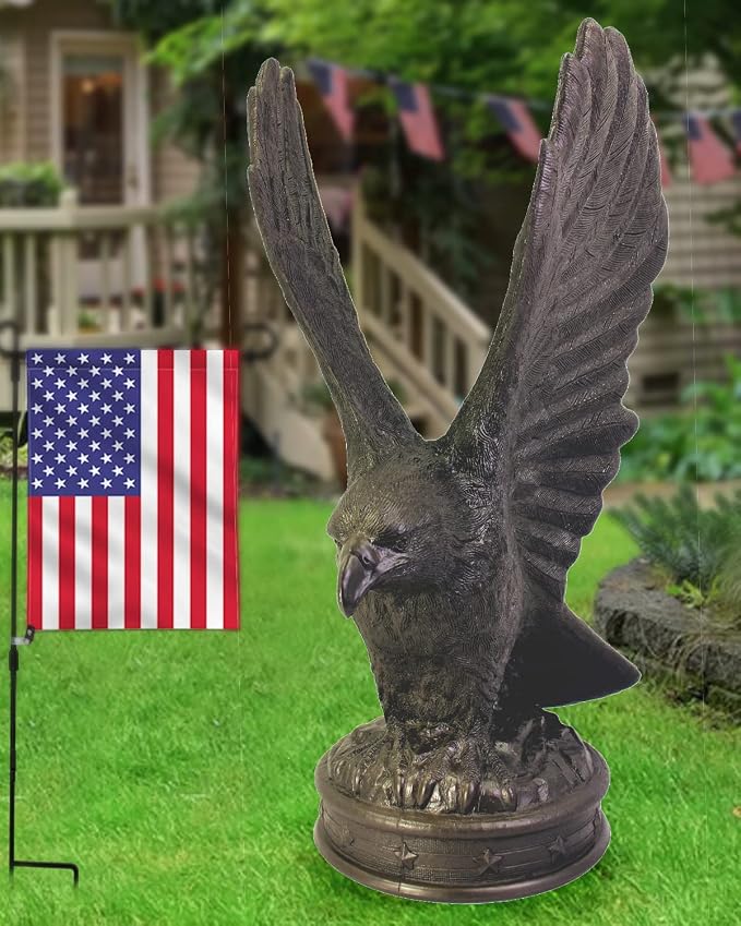 EMSCO Group Freedom Eagle Statue 32in Outdoor Garden Decor, Natural Bronze - Image 5