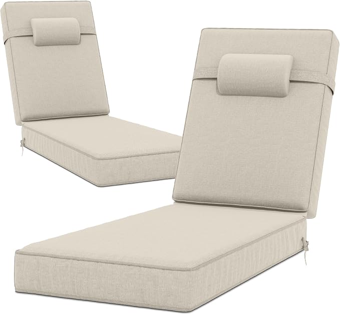 80 x 26 x 4 Inch Olefin Chaise Lounge Cushions, Lounge Chair Cushions by Unknown