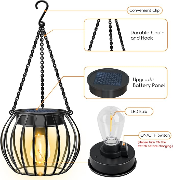 UBright Solar Lights Lanterns Outdoor Waterproof Hanging Solar Garden Lights - Image 3