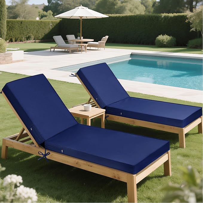 Lounge Chair Cushion Waterproof Chaise Lounge Cushions 72x21x3 Inch Non-Slip - Image 7