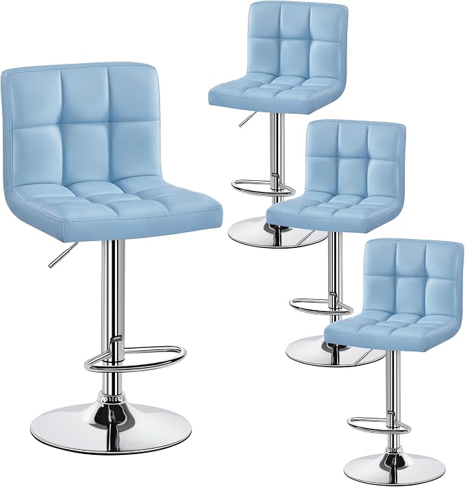 Yaheetech Bar Stools Set of 4, Adjustable PU Leather Swivel Barstools, Modern by Yaheetech