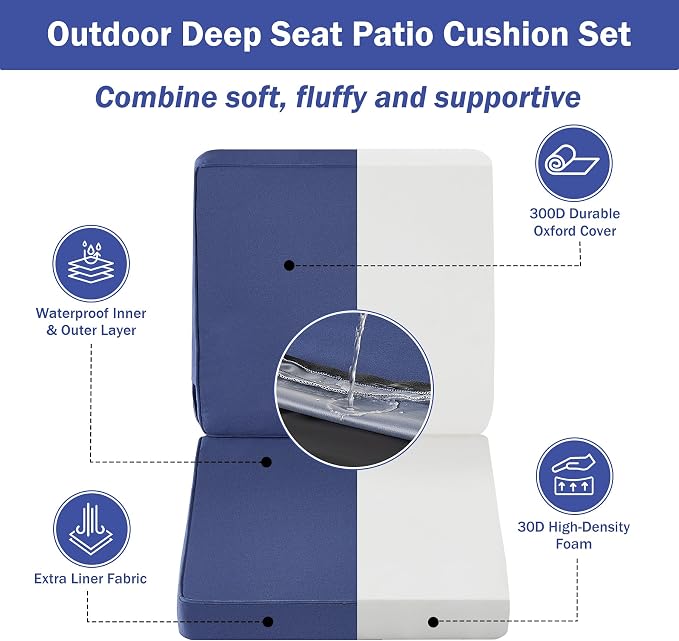 Outdoor Cushions, Outdoor Chair Cushions 24x24x4 Inch, Cushions - Image 3