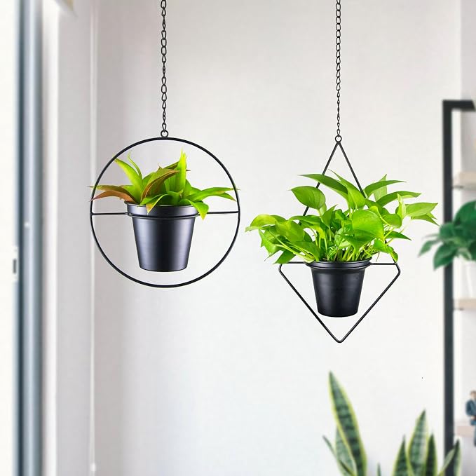Metal Hanging Planters, Modern Plant Hanger - Image 7