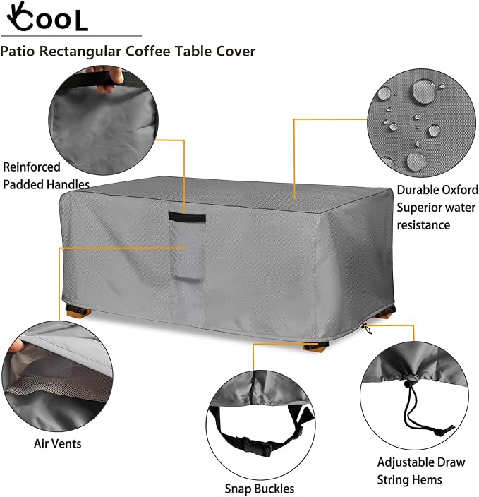Outdoor Coffee Table Cover, Waterproof Rectangular Patio Small Side Table Cover - Image 3
