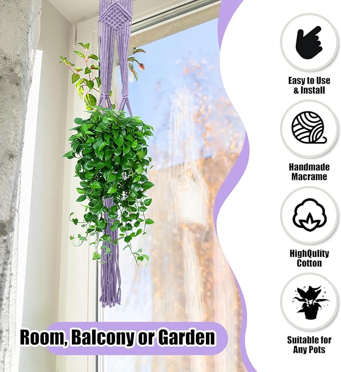 Hoteam 12 Pcs Macrame Plant Hangers Macrame Hanging Planters - Image 2