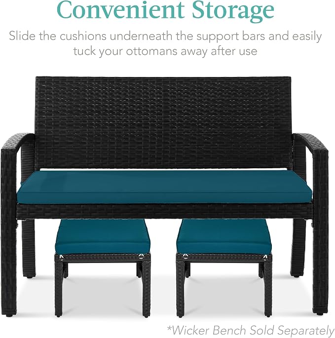Best Choice Products Set of 2 Wicker Ottomans, Additional Seating, Side Table - Image 5