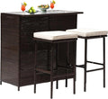 PayLessHere Rattan Bar Set 3Pcs Patio Wicker Bistro Set Sturdy Frame Bar Height by PayLessHere