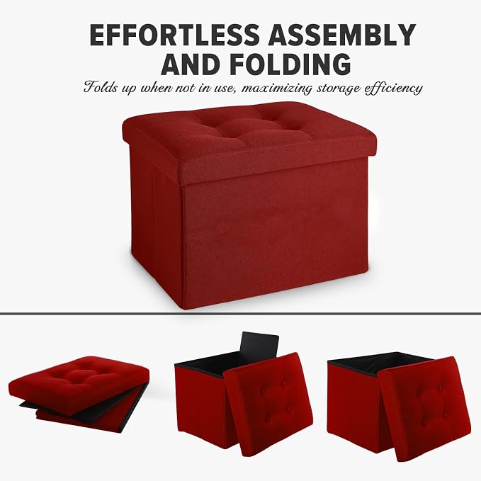 LINMAGCO Small Storage Ottoman Stool Foot Rest Stool Under Desk Stool Short - Image 8