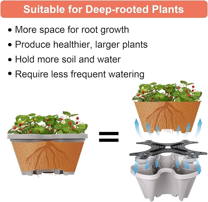 GameXcel Vertical Planter 5 Tier Stackable Planters Garden Planters Strawberry - Image 6