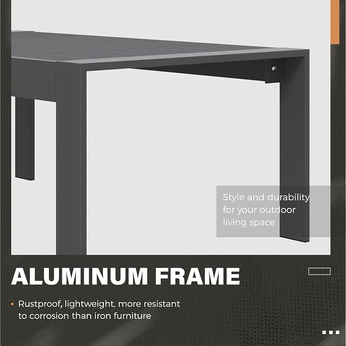 Solaste Aluminum Outdoor Coffee Table, All-Weather Rectangle Metal Patio Coffee - Image 5