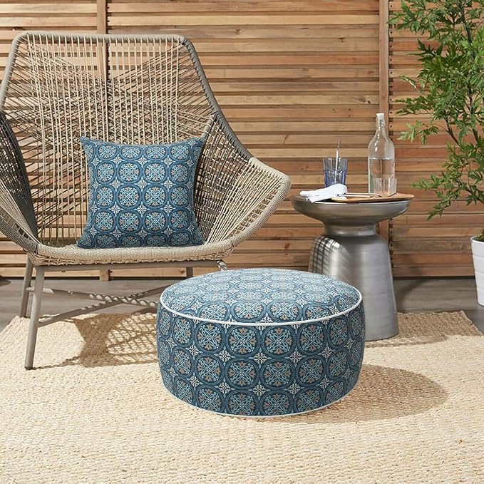 Magpie Fabrics Indoor/Outdoor Inflatable Stool Ottoman Pouf, Water Repellent - Image 9