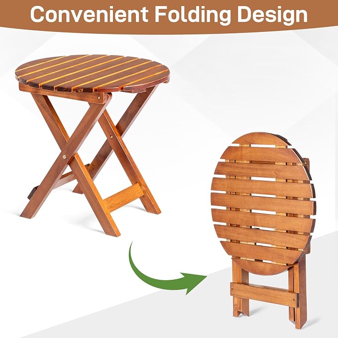 Outvita Wood Folding Side Table, Portable & Lightweight Compact Wooden Side - Image 6