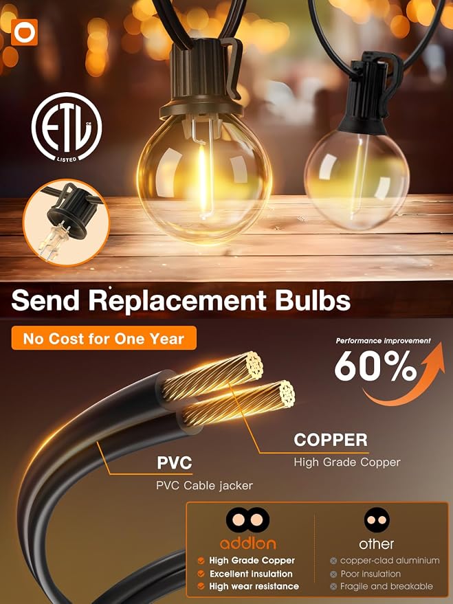addlon 25FT Outdoor String Lights - Image 2