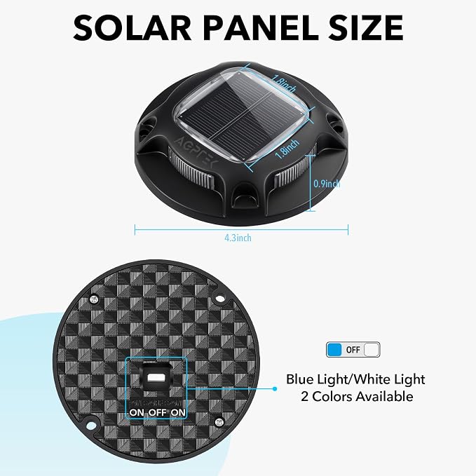 AGPTEK Solar Driveway Lights Outdoor 4 Pack, 2 Color Modes LED Deck Dock Marine - Image 8