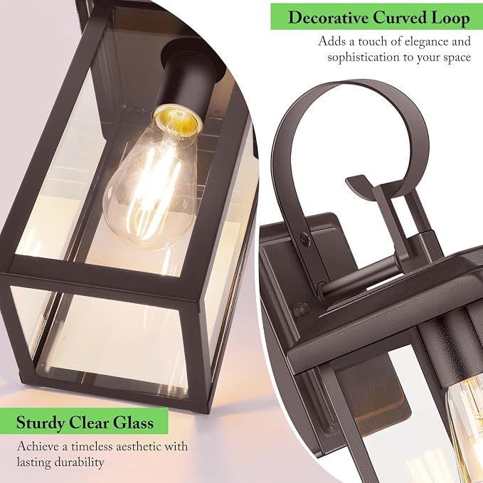 BesLowe 2-Pack Outdoor Wall Light Fixtures, Waterproof Porch Lights Outdoor - Image 4