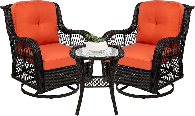 Best Choice Products 3-Piece Outdoor Wicker Patio Bistro Set w/ 2 360-Degree by BestChoiceProducts