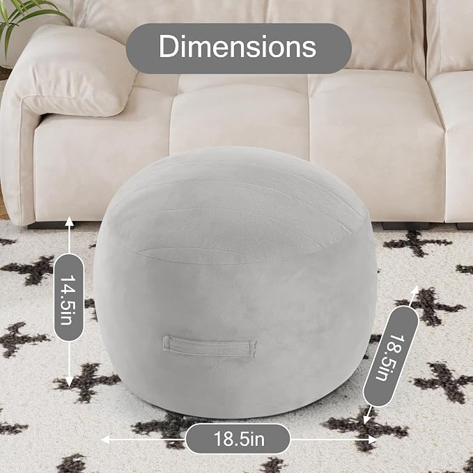 MeMoreCool Round Stuffed Pouf Ottoman Foot Rest, Floor Pouf Foot Stool - Image 2