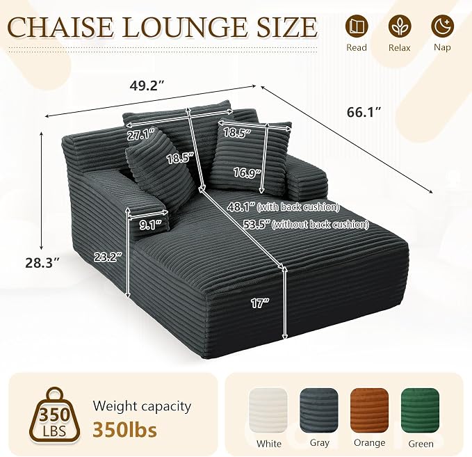 Oversized Chaise Lounge Chair Indoor, Sofa Bed - Image 2
