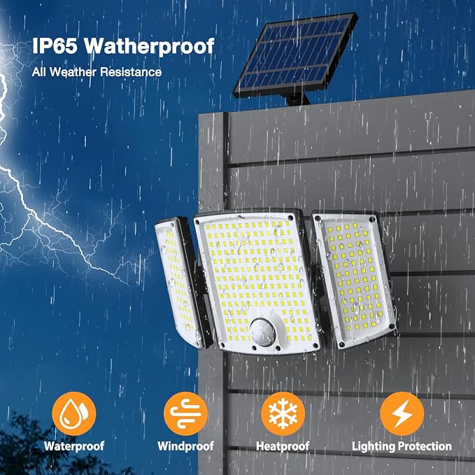 Onforu Solar Lights Outdoor, 3500LM 278 LEDs Split Motion Sensor Flood Lights - Image 8