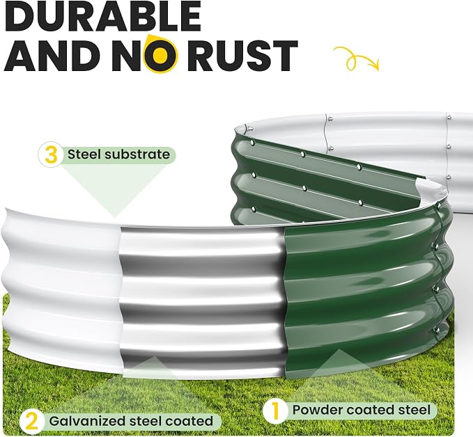 Galvanized Raised Garden Bed 6x3x1 FT, Oval Metal Raised Garden Bed Outdoor - Image 6