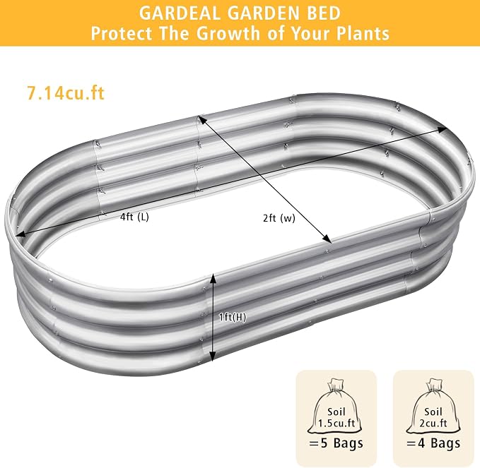 Garden 2Pcs 4x2x1ft Galvanized Raised Garden Bed Kit - Image 2