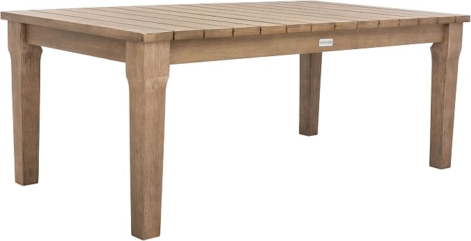 SAFAVIEH Couture Patio Martinique Natural Wood Outdoor Coffee Table - Image 4