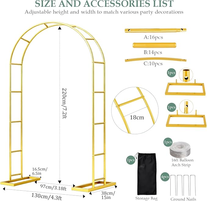 WellSign Balloon Arch Stand 7.2FTx4.3FT, Garden Arch Trellis - Image 4