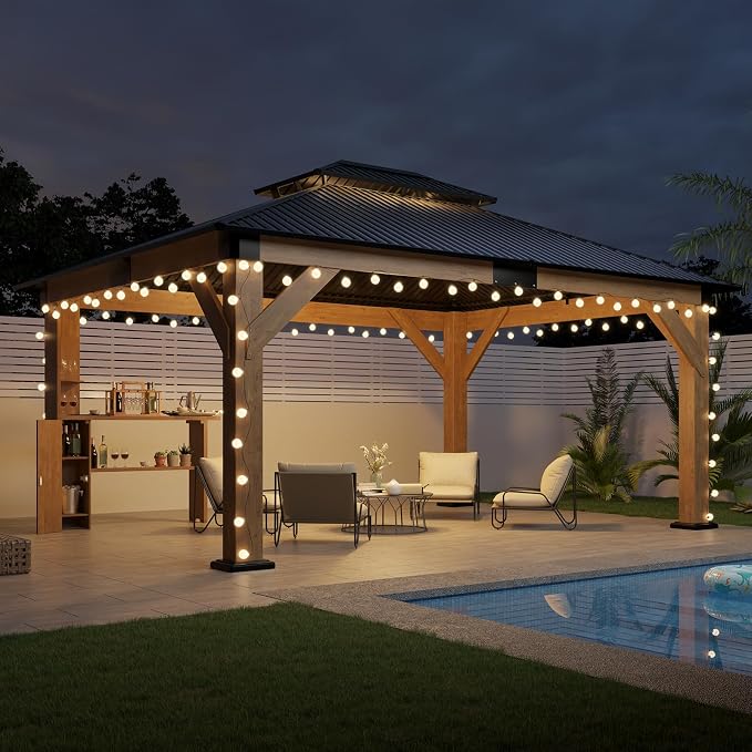 AMERLIFE 13x15 Hardtop Gazebo, Spruce Wood Gazebo - Image 8
